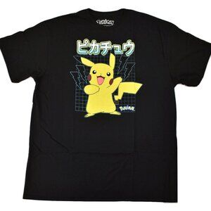 Pokemon Mens Pikachu Kanji Tech Grids Anime Gaming Shirt New 2XL